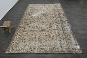 Oushak Turkish Vintage Rug 6x10 Kilim Rug Anatolian Handmade Boho Decor BROWN - Picture 1 of 11