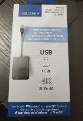 Adaptador Insignia USB 3.0 a HDMI 4K | Funciona con Windows y Mac OS - NS-PA3UHD-C Foto 1 de 3