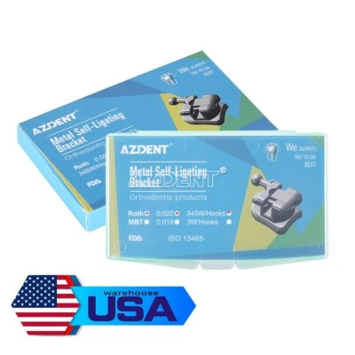 Dental ortodóntico Brackets Braces Stent Autoadhesivo mini Roth 0022 345 gancho - Image 1 of 4