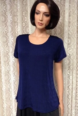 JOSTAR Poli Spandex ESLINEADA Tejido MANGA CORTA CAMISETA TOP AZUL MARINO VIAJE S PEQUEÑO Foto 1 de 4