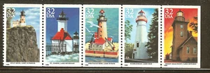 US Scott # 2969-2973a Lighthouses  Booklet Panes of 5 - Picture 1 of 1