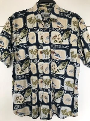 Vintage MICHAEL AUSTIN Shirt RUGGED WEAR men's Large tropical HAWAIIAN Floral - Image 1 of 4