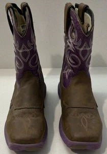 Durango Size 2 Youth 8" Western Cowboy Saddle Boots Tan / Purple. - Picture 1 of 7