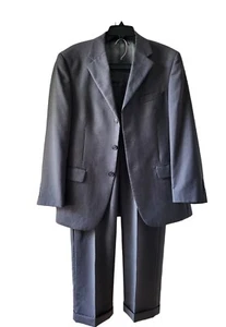 Andrew Fezza Gray Pin Striped Suit 100% Worsted Wool Jacket Size 38SH Pants 32SH - Picture 1 of 18