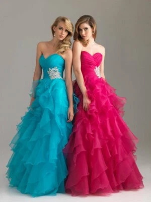 Turquoise Ruffle Long Ballgown Pageant Prom Dress Formal Gown 12 Nightmoves 6400 - Image 1 of 4