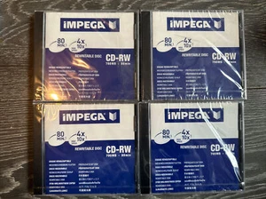 4 x IMPEGA CD-RW High Speed High Capacity 700MB 80 min 8-12x In Jewel Case - NEW - Picture 1 of 1