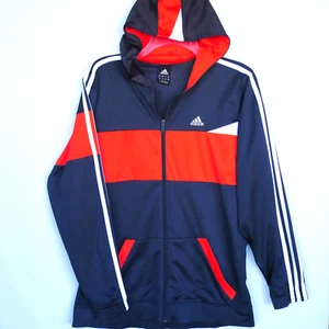 Adidas Youth Size XL Teen Hoodie Gray Orange W Logo Full Zip PRE-OWNED - Picture 1 of 12