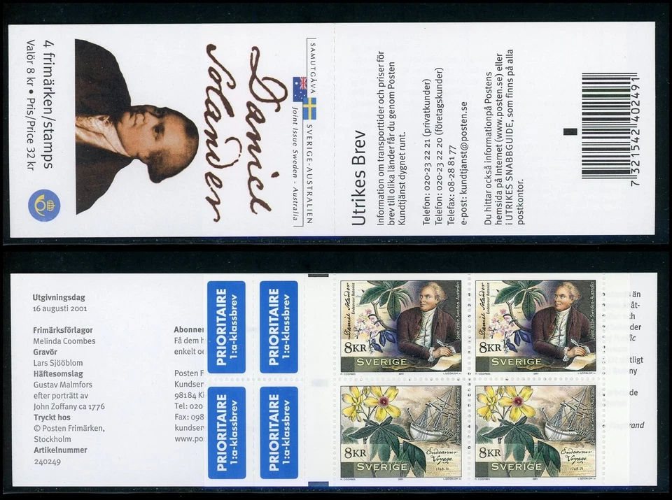 Sweden Scott #2419 MNH BKLT Daniel Solander Botanist CV$12+ 424004 - Image 1 of 1