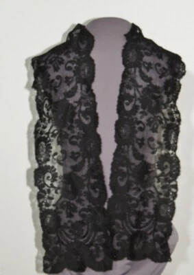 Victorian Black Lace Stole / Shawl / Collar 6 1/2" X 56" - Image 1 of 3