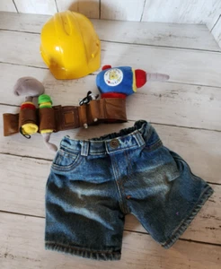 Costruisci Un Orso Operaio Edile Cappello Giallo Jeans Cintura Attrezzi LEGGI - Foto 1 di 10