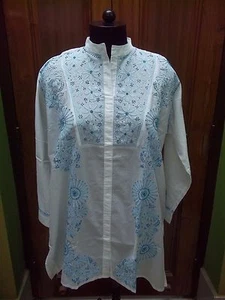 2XL 3XL 4XL 5XL ETHNIC 100% COTTON CHIKAN EMBROIDERY TOP HANDMADE KURTA KURTI - Bild 1 von 18