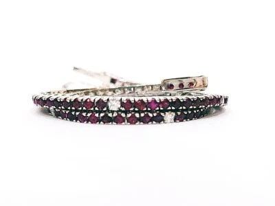 Bracciale modello Tennis con rubini e diamanti naturali in oro bianco 18 kt -750 - Immagine 1 di 4