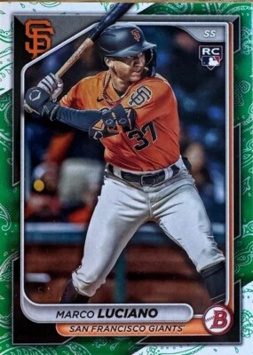 2024 Bowman #18 Marco Luciano RC GREEN PATTERN Parallel #/99 Giants Rookie - Image 1 of 4