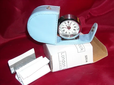 Quality The London Clock Company Chrome Travel Alarm Clock/Retro Baby Blue Case Cover