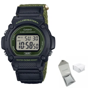 Reloj Casio W-219HB-3AV Cronógrafo, Correa de Nylon Beige, Alarma, Iluminador - Imagen 1 de 4