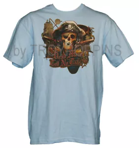 1-GRAPHIC PRINTED T-SHIRT-DEAD MEN TELL NO TALES-SKULL PIRATE CODE SHIP APPAREL - Picture 1 of 6