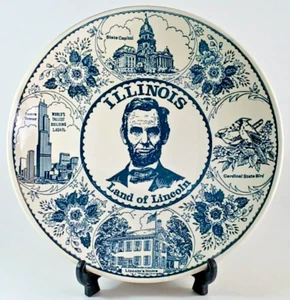 ILLINOIS Land of Lincoln Fine American Ironstone Plate by Enco National New York - Imagen 1 de 6
