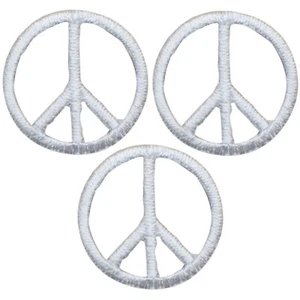 Mini Peace Sign Patch Applique - White 1" (3-Pack, Iron on) - Picture 1 of 1