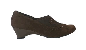 Helle Comfort Yana Brown Suede Pumps Shoes 41 10.5 - Picture 1 of 2