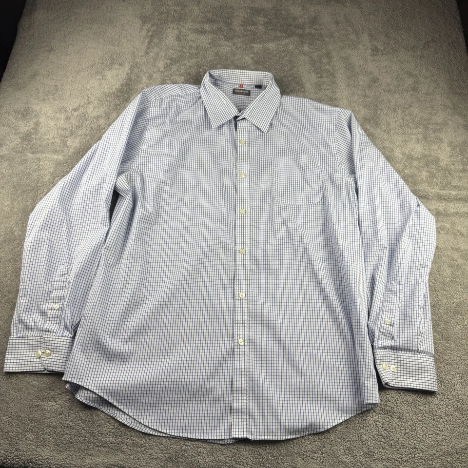 Camisa de vestir Van Heusen Traveler manga larga abotonada para hombre XL 17-17,5 azul Foto 1 de 4