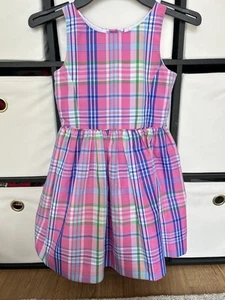 Polo Ralph Lauren Girl's 5 Pink Blue Green Plaid Sleeveless Spring Easter Dress - Picture 1 of 10
