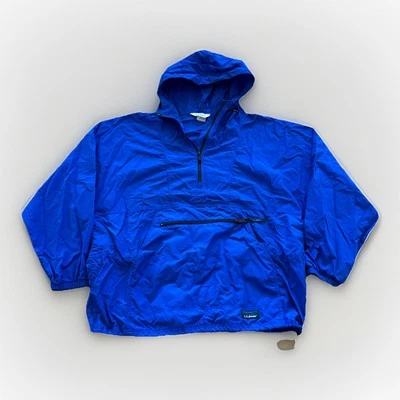 LL Bean Jacket Mens XL Blue Anorak Pullover Hoodie Windbreaker 90s Vintage - Image 1 of 4
