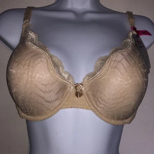 Maidenform 09471 Underwire Lined Demi T-Shirt Beige Bra w/Lace 38D NWT - Picture 1 of 6