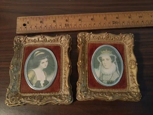 Vintage A Cameo Creations Victorian Style Portrait Set Velvet Lined - Picture 1 of 6