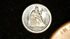 MINIATURMÜNZE 1860 GROSCHEN SITZENDE FREIHEIT PROOF WIE STERLINGSILBER - Bild 1 von 2