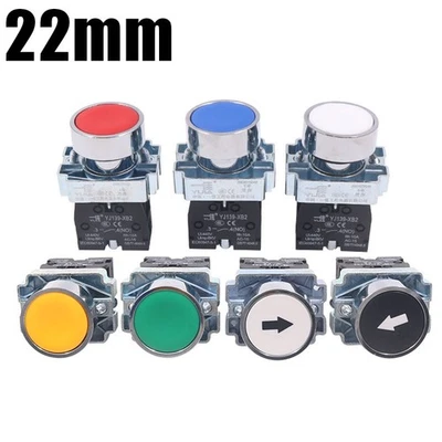 22mm Self-reset Momentary Push Button Switch Red/Green/Yellow/White/Blue/Black - Image 1 of 4