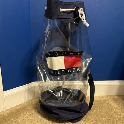 Bolsa transparente vintage Tommy Hilfiger bandeira cordão praia anos 90 vintage retrô - Imagem 1 de 4