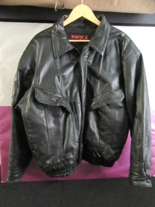 Men's Leather Bomber Jacket XL Phase 2 Lined Heavy Full Zip Metal See Pics!! - Foto 1 di 15
