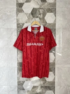 Manchester United 1992 1994 Score Draw Retro Football Soccer Jersey Shirt Size L - Picture 1 of 19