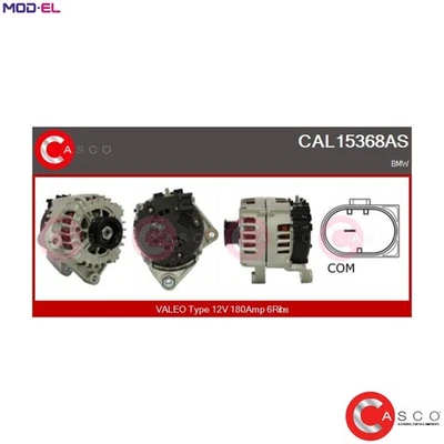 ALTERNATOR CAL15368AS FOR BMW X3/E83/SAV N47D20A/C/D/B 2.0L 4cyl 3 E92 - Image 1 of 4
