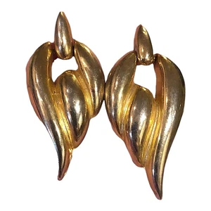 1980s Vintage Gold Tone Earrings 2” - Picture 1 of 2