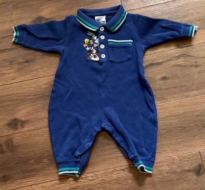 Vintage Infant Boys SZ 6 Months 1998 Warner Bros Studio Looney Tunes Romper  - Image 1 of 4