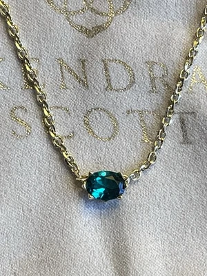 NEW Kendra Scott Cailin Gold Pendant Necklace Green Crystal - Image 1 of 4