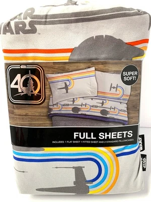 Juego de sábanas completas grises 40 aniversario Star Wars planas ajustadas 2 fundas de almohada Foto 1 de 3