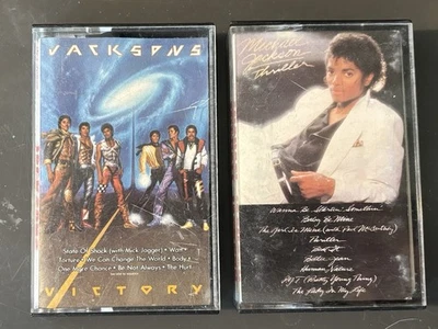 Michael Jackson Thriller & Jackson 5 Victory Cassette Tapes Lot Of 2 Foto 1 de 4
