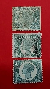 Lot 24 Of 3 Queensland Stamps .1899 Early Issue 1 Mint VFine and 2 Used - Picture 1 of 2