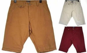 Men's Kangol Smart Plain Long Chino Shorts Tan Burgundy Stone Pockets Cotton - Picture 1 of 2