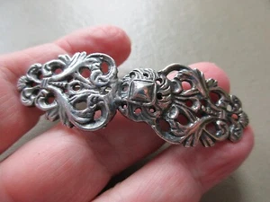ANTIGUO BROCHE PRENDEDOR FAJA ROCOCÓ PLATA GRANDE DECO ART NOUVEAU EDUARDIANO VINTAGE - Imagen 1 de 2
