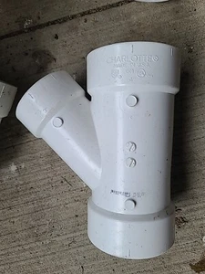 Charlotte Pipe Schedule 40 4 in. x 4 in. X 3 In. Dia. Hub PVC Wye -Pack of 1 - Picture 1 of 5