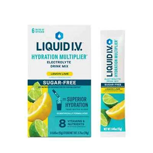 Liquid I.V. Sugar-Free Lemon Lime Hydration Multiplier Drink Mix | 6 Packets - Picture 1 of 8