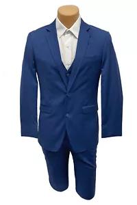 Allure Men Cobalt Blue Suit with Pants & Vest 3 Piece Slim Fit 40R 34W - Picture 1 of 5
