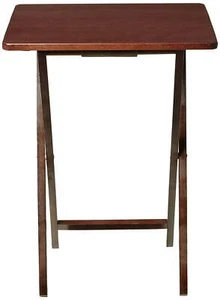 Mainstays Indoor Single Folding TV Tray Table - Walnut L 19 x W 15 x H 26 - Picture 1 of 7