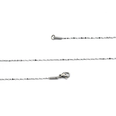 Collares de cadena de lentejuelas retorcidas de acero inoxidable 18" - 1 mm - 5 collares - N104 Foto 1 de 2