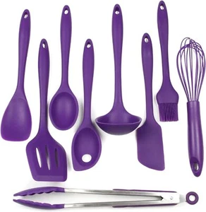 Chef Craft 42085 9 Piece Silicone Kitchen Tool and Utensil Set, Purple - Picture 1 of 5