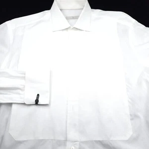 ERMENEGILDO ZEGNA TUXEDO DRESS SHIRT -16 33 34 WHITE F/C -CLASSIC FIT -ITALY - Picture 1 of 14