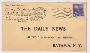 TurtlesTradingPost- Ohio- Cleveland, OH - 1940- Machine Cancel- Daily News Reply - Picture 1 of 1